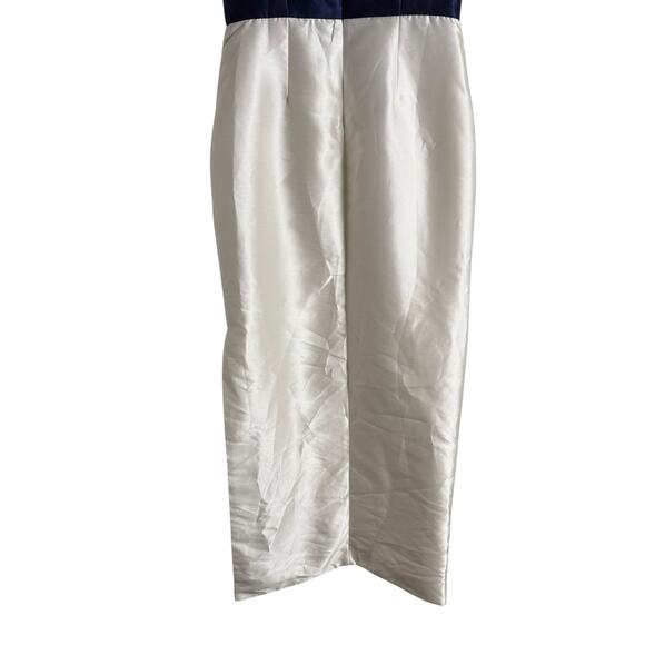 Kay Unger Hailey Colorblock Sleeveless 3D Bow Side Slit Navy Ivory Dress Size 10 - Picture 12 of 15